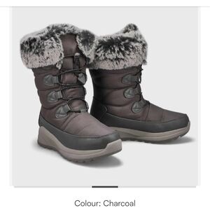 Softmoc LIKE NEW Niobe Winter Snow Boots Fur Trim  Charcoal 8